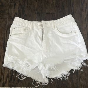 Zara white ripped jean shorts